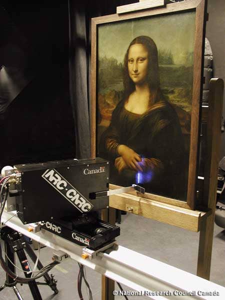 科学家正在对油画进行3D激光扫描